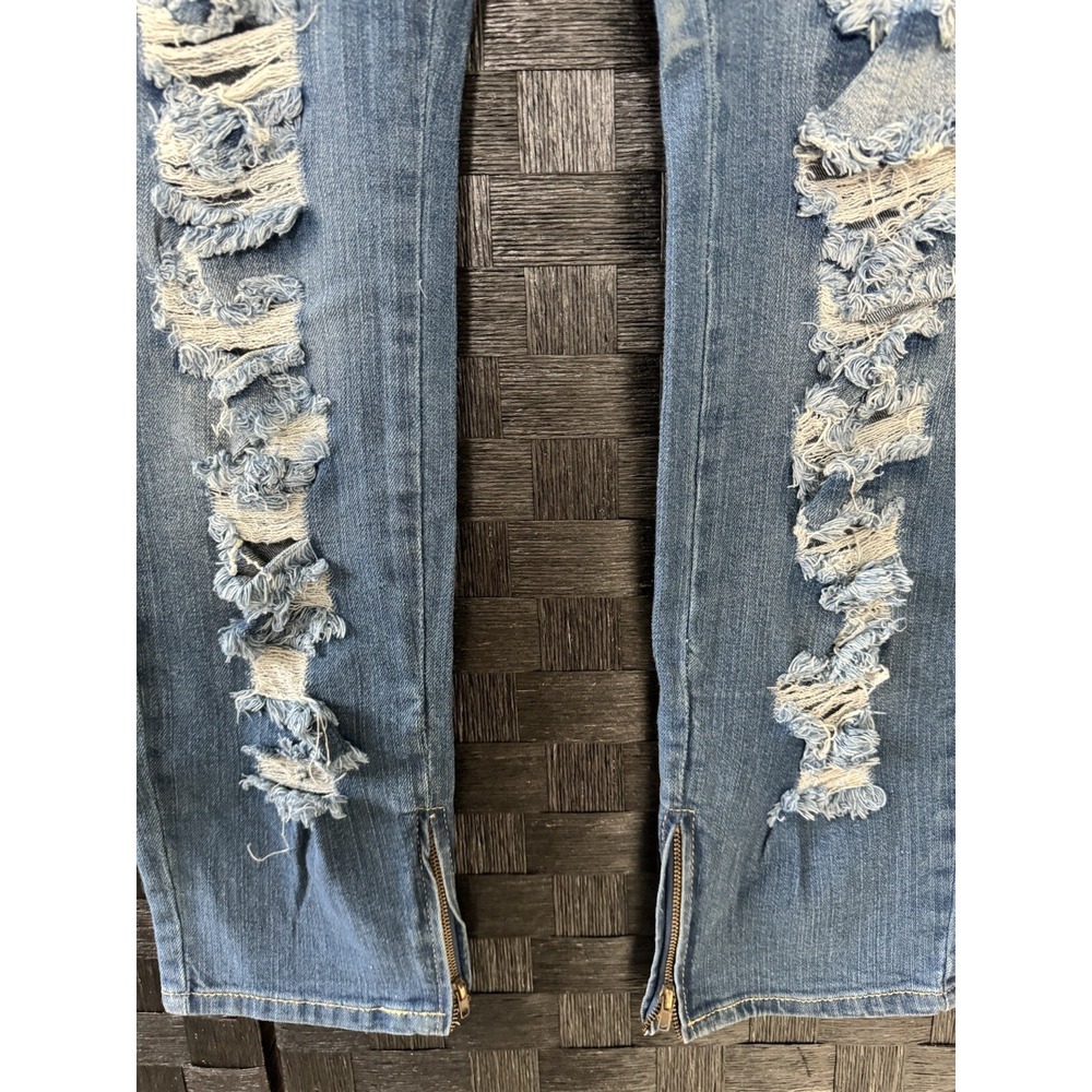 Boom Boom Jeans Womans size 15 Distressed Skinny Zip Ankle - Picture 7 of 16